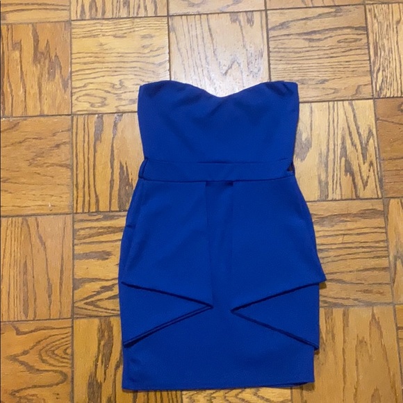 Blue peplum bandeau dress - Picture 1 of 1
